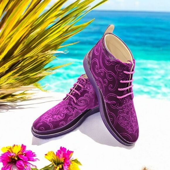 BROOKLYN MEN'S PURPLE MID TOPS WITH PAISLEY SUEDE BY GLOBE FOOTWEAR. 6933 - Picture 1 of 8